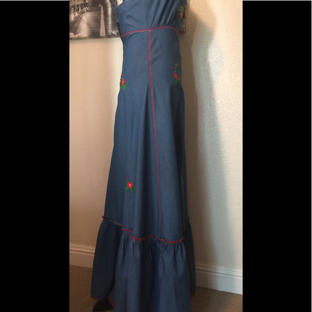 Gypsy Hippie boho vintage embroidered denim maxi🌈 - Picture 7 of 7